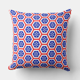 Rood wit en blauw hexagon patroon kussen