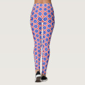 Rood wit en blauw hexagon patroon leggings (Achterkant)