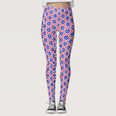 Rood wit en blauw hexagon patroon leggings (Voorkant)