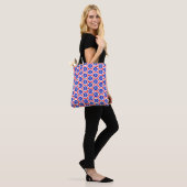Rood wit en blauw hexagon patroon tote bag (Op model)