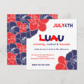 Rood, wit en blauw Hibiscus Flowers Kaart (Voorkant / Achterkant)