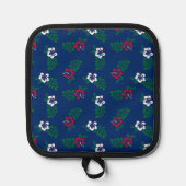 Rood, wit en blauw Hibiscus Pot Holders Pannenlap (Voorkant)