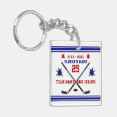 Rood, wit en blauw Hockey-cadeautjes, speciaal aan Sleutelhanger (Voorkant Links)