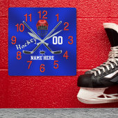Rood wit en blauw Hockey Clock Hockey Room Decor Vierkante Klok