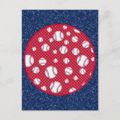 Rood Wit en Blauw Honkbal Briefkaart (Voorkant)