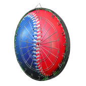 Rood wit en blauw honkbal dartbord (Voorkant Rechts)