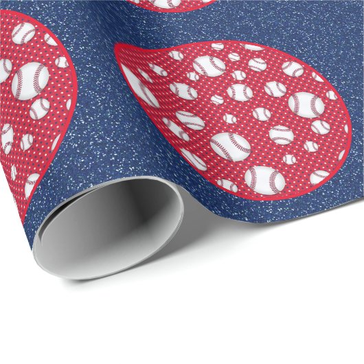 Rood wit en blauw honkbal Homerun Cadeaupapier (Rol Hoek)