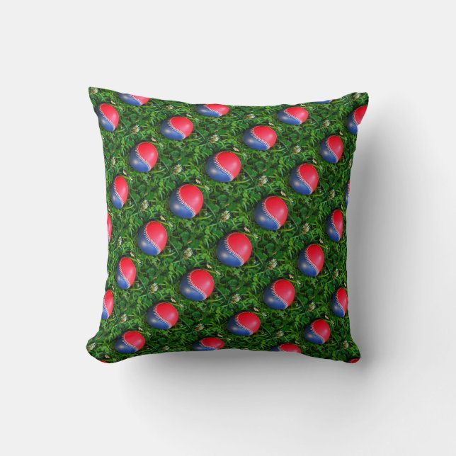 Rood Wit en Blauw Honkbal Kussen (Voorkant)
