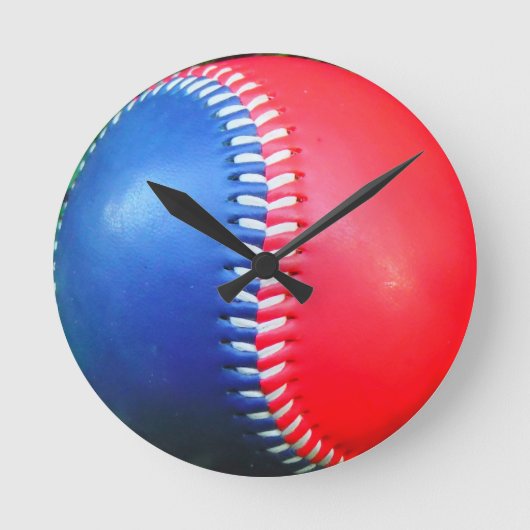 Rood wit en blauw honkbal ronde klok (Voorkant)