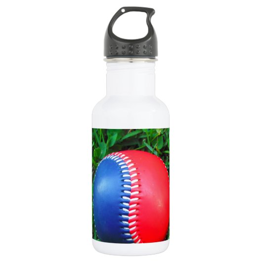 Rood wit en blauw honkbal waterfles  (Voorkant)
