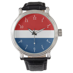 Rood wit en blauw horloge