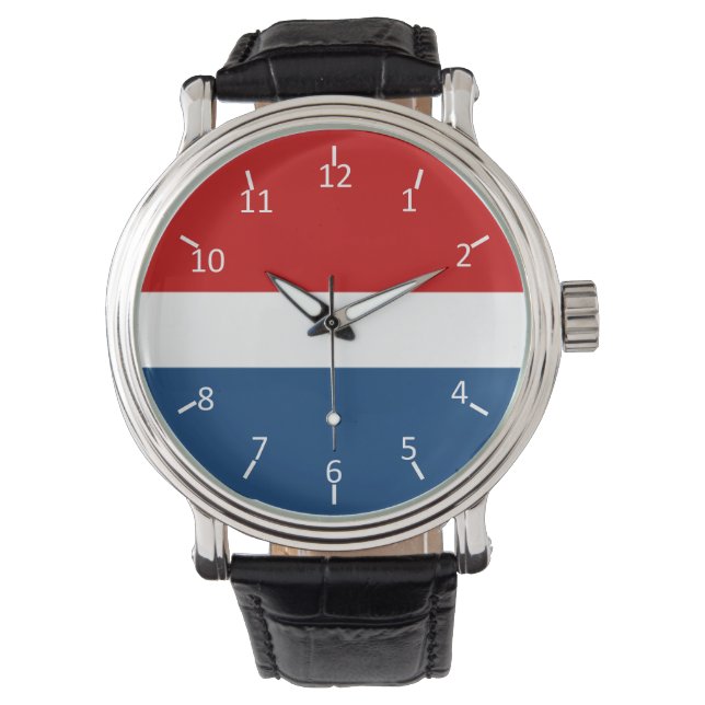 Rood wit en blauw horloge (Voorkant)