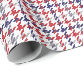 Rood Wit en Blauw Houndstooth Patroon Cadeaupapier (Rol Hoek)