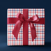 Rood Wit en Blauw Houndstooth Patroon Cadeaupapier