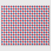 Rood wit en blauw Houndstooth Pattern Cadeaupapier (Vlak)