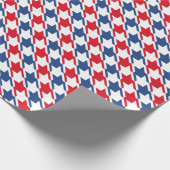 Rood wit en blauw Houndstooth Pattern Cadeaupapier (Hoek)