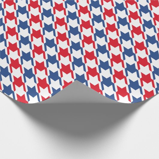 Rood wit en blauw Houndstooth Pattern Cadeaupapier (Hoek)