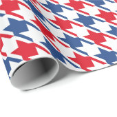 Rood wit en blauw Houndstooth Pattern Cadeaupapier (Rol Hoek)