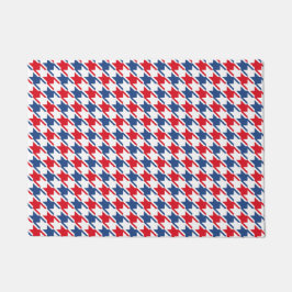 Rood wit en blauw Houndstooth Pattern Deurmat