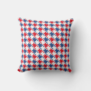 Rood wit en blauw Houndstooth Pattern Kussen