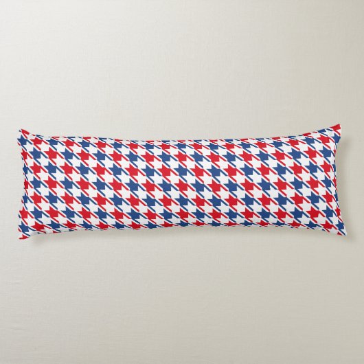 Rood wit en blauw Houndstooth Pattern Lichaamskussen (Achterkant)