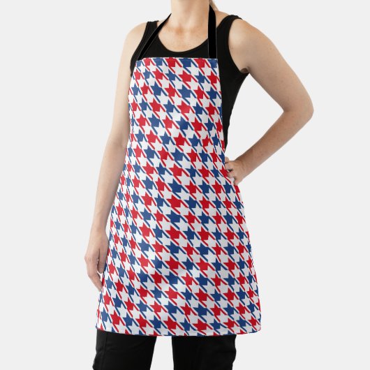 Rood wit en blauw Houndstooth Pattern Schort (Insitu)