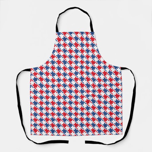 Rood wit en blauw Houndstooth Pattern Schort (Voorkant)