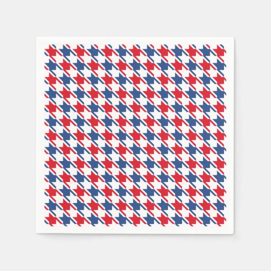 Rood wit en blauw Houndstooth Pattern Servet (Voorkant)