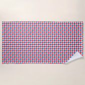 Rood wit en blauw Houndstooth Pattern Strandlaken (Voorkant)