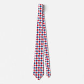 Rood wit en blauw Houndstooth Pattern Stropdas (Voorkant)