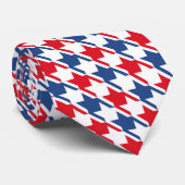 Rood wit en blauw Houndstooth Pattern Stropdas (Opgerold)