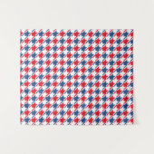 Rood wit en blauw Houndstooth Pattern Wandkleed (Voorkant (horizontaal))