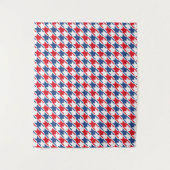 Rood wit en blauw Houndstooth Pattern Wandkleed (Voorkant)