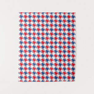 Rood wit en blauw Houndstooth Pattern Wandkleed