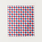 Rood wit en blauw Houndstooth Pattern Wandkleed (Voorkant)