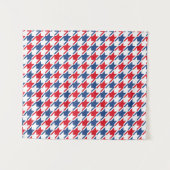 Rood wit en blauw Houndstooth Pattern Wandkleed (Voorkant (horizontaal))