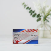 Rood, wit en blauw huis voor verkoop van onroerend visitekaartje (Staand voorkant)