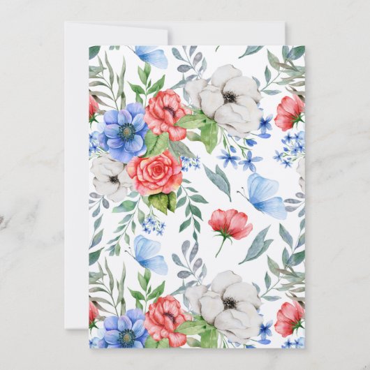 Rood, wit en blauw huwelijk kaart (Achterkant)