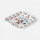 Rood Wit en Blauw Ice Cream Party Verjaardag Papieren Bordje (Gebogen)