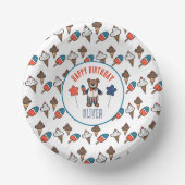 Rood Wit en Blauw Ice Cream Party Verjaardag Papieren Kommen (Voorkant)