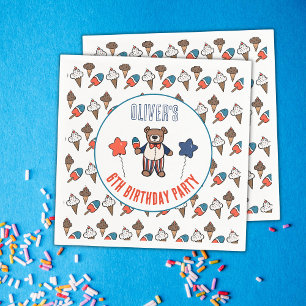 Rood Wit en Blauw Ice Cream Party Verjaardag Servet