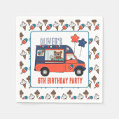 Rood Wit en Blauw Ice Cream Truck Party Verjaardag Servet (Voorkant)