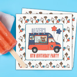 Rood Wit en Blauw Ice Cream Truck Party Verjaardag Servet
