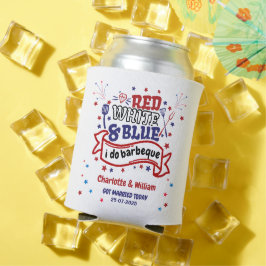 Rood Wit en Blauw ik doe BBQ Bruidsdouche Op maat Blikjeskoeler