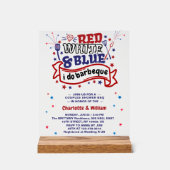 Rood Wit en Blauw ik doe BBQ Koppel Bruids douche Acryl Bord (Voorkant)