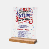Rood Wit en Blauw ik doe BBQ Koppel Bruids douche Acryl Bord (Hoek)