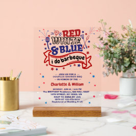 Rood Wit en Blauw ik doe BBQ Koppel Bruids douche Acryl Bord