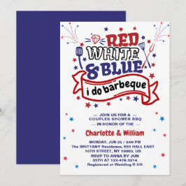 Rood Wit en Blauw ik doe BBQ Koppel Bruidsdouche Kaart