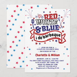 Rood Wit en Blauw ik doe BBQ Koppel Bruidsdouche Kaart