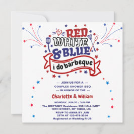 Rood Wit en Blauw ik doe BBQ Koppel Bruidsdouche Kaart